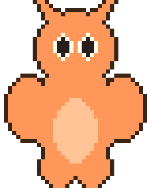 A looping idle animation of a little creature, made in Blit