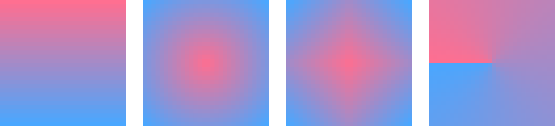 Four gradient shapes